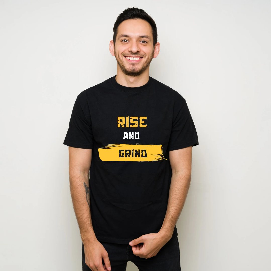 Unisex Classic rise and grind printed t shirt