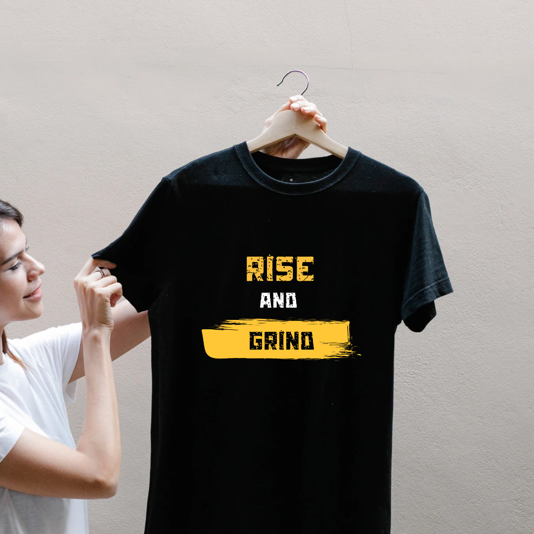 Unisex Classic rise and grind printed t shirt